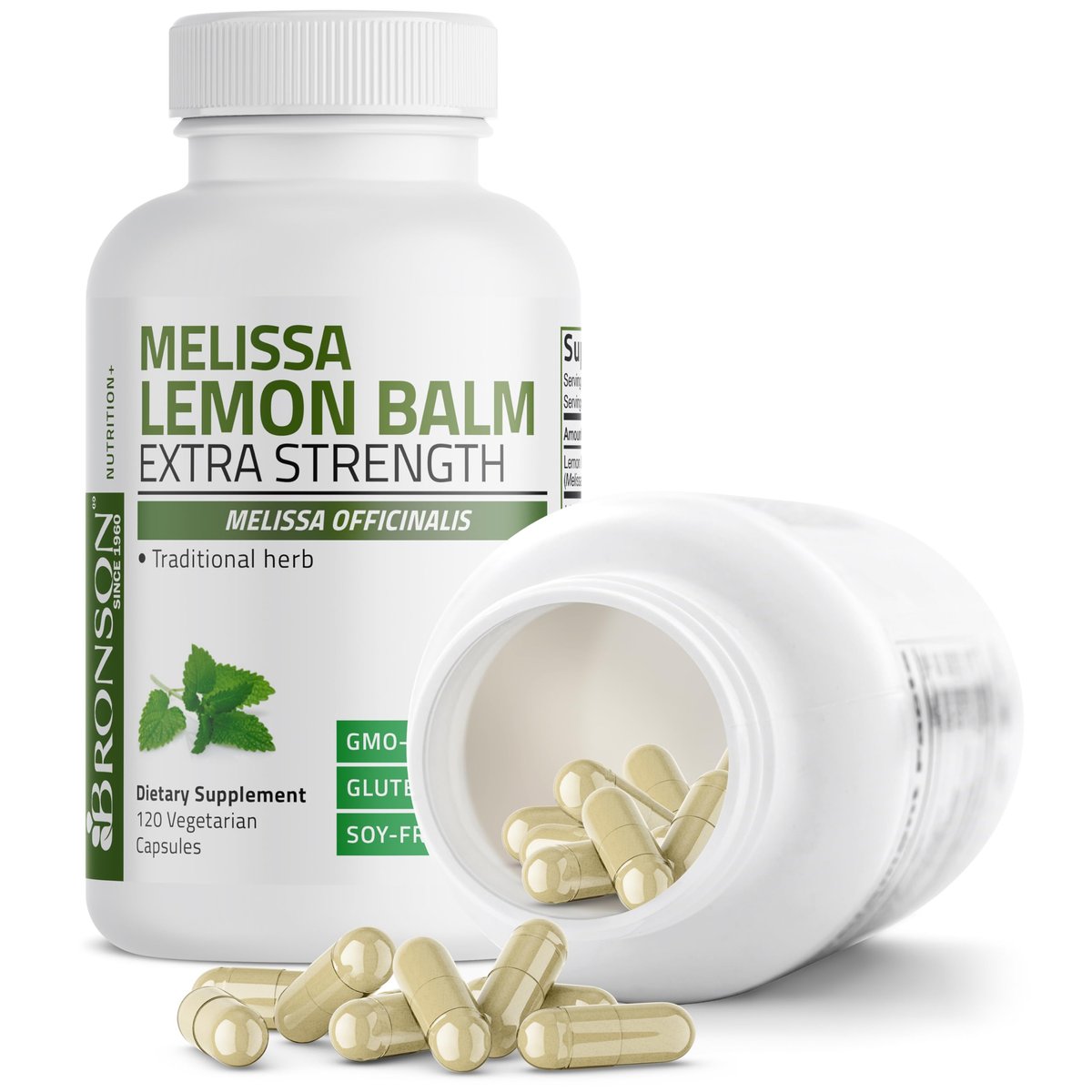 Bronson Melissa Lemon Balm Extra Strength, Non-GMO, 120 Vegetarische Kapseln
