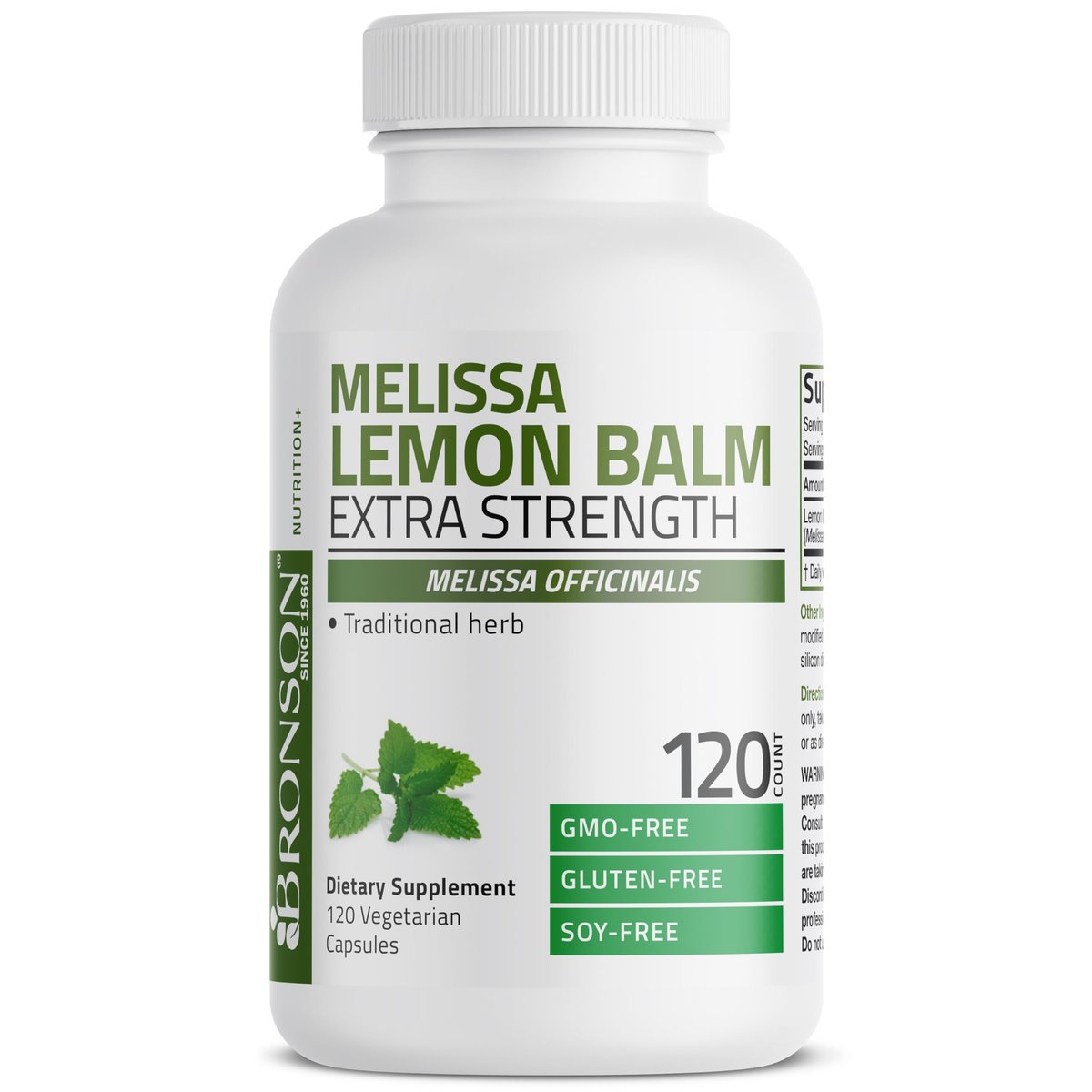 Bronson Melissa Lemon Balm Extra Strength, Non-GMO, 120 Vegetarische Kapseln