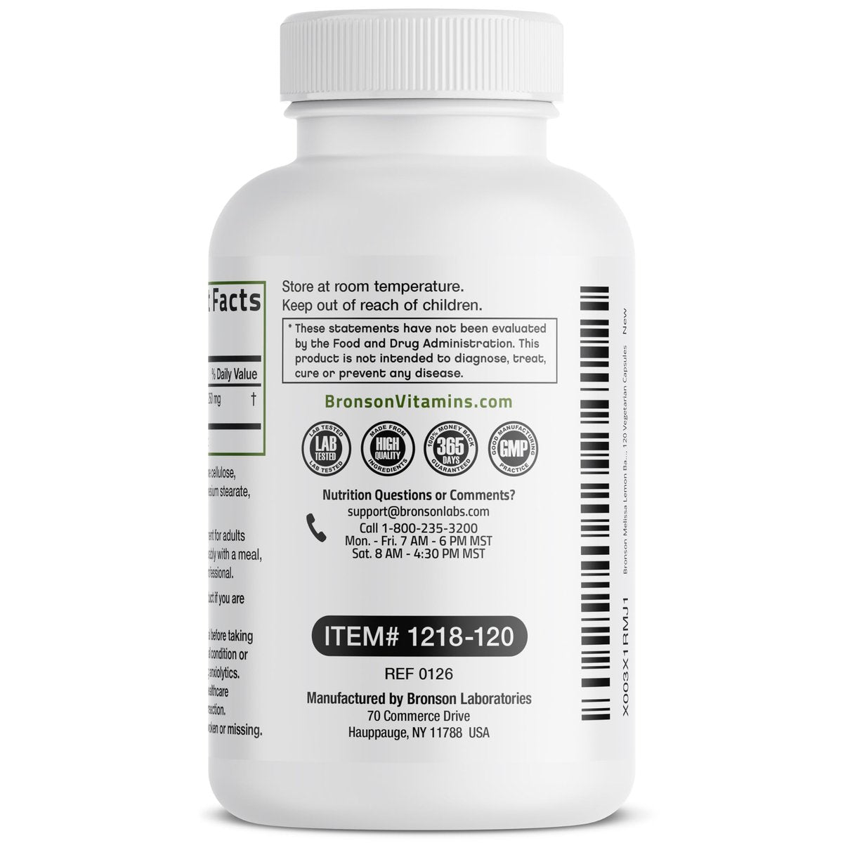 Bronson Melissa Lemon Balm Extra Strength, Non-GMO, 120 Vegetarische Kapseln
