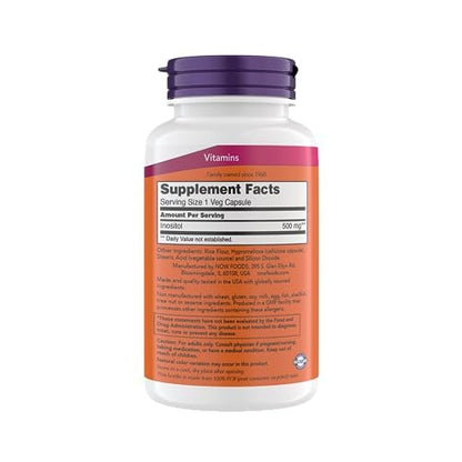 NOW Foods Inositol 500 mg – Hochwertiges Myo-Inositol für Zellgesundheit und Frauenunterstützung – 200 vegane Kapseln