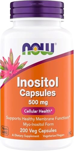 NOW Foods Inositol 500 mg – Hochwertiges Myo-Inositol für Zellgesundheit und Frauenunterstützung – 200 vegane Kapseln