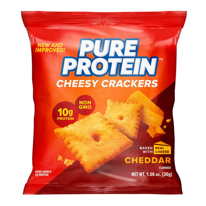 Pure Protein Käse-Cracker mit Cheddar-Geschmack, High Protein Snack, 10 g Protein, 30 g (Packung mit 12)