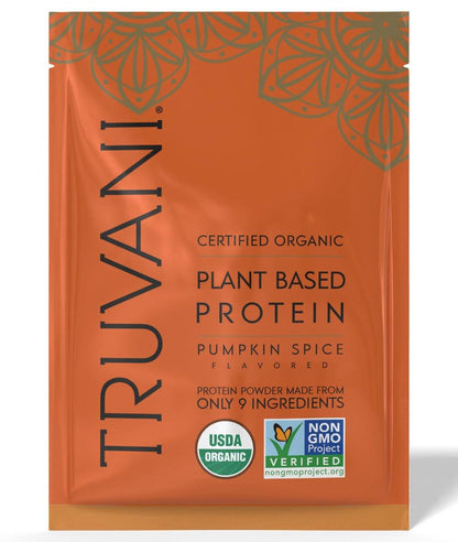 Truvani Veganes Erbsenproteinpulver | Kürbisgewürz | 20g Bio-Pflanzenprotein | 1 Portion | Keto | Gluten- & laktosefrei | Low Carb | Ohne Zuckerzusatz