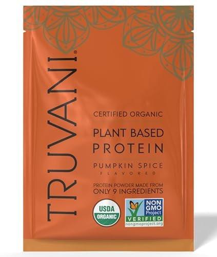 Truvani Veganes Erbsenproteinpulver | Kürbisgewürz | 20g Bio-Pflanzenprotein | 1 Portion | Keto | Gluten- & laktosefrei | Low Carb | Ohne Zuckerzusatz