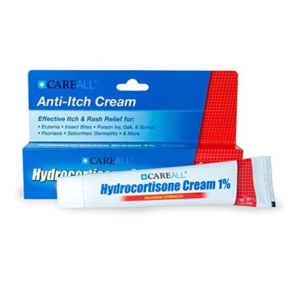CareAll Hydrocortison 1% Creme, 28g Tube, Maximale Stärke Anti-Juckreiz Creme, Linderung von Juckreiz und Rötungen durch Insektenstiche, Ekzeme, Psoriasis, Giftefeu, Gifteiche und Giftsumach (1er-Pack)