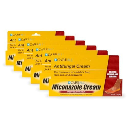 CareAll Miconazolnitrat 2% Antimykotikum Creme 1,0 oz (6er-Pack) – Klinisch wirksame Behandlung gegen Fußpilz, Juckreiz in der Leiste, Ringelflechte – Lindert und beruhigt die betroffenen Hautstellen