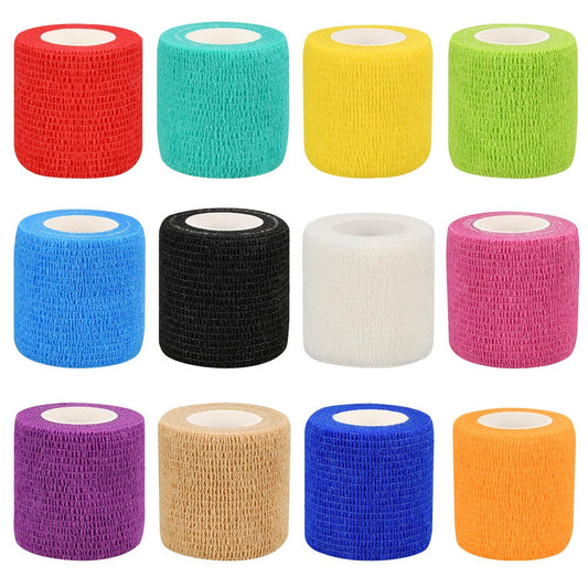 12er-Pack Selbstklebende Bandagenwickel, 5 cm x 4,5 m, Mehrfarbig