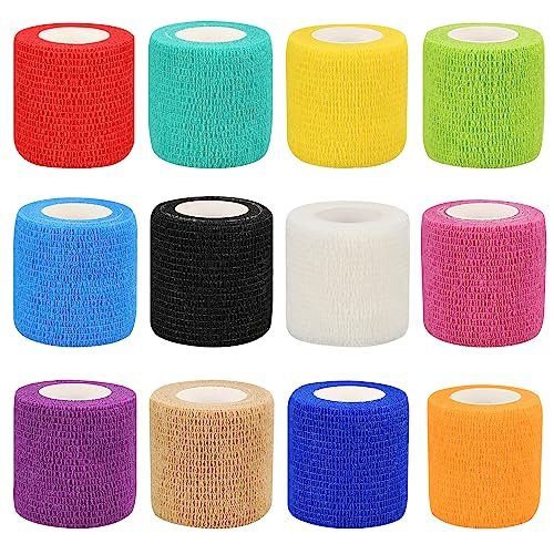 12er-Pack Selbstklebende Bandagenwickel, 5 cm x 4,5 m, Mehrfarbig