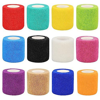 12er-Pack Selbstklebende Bandagenwickel, 5 cm x 4,5 m, Mehrfarbig
