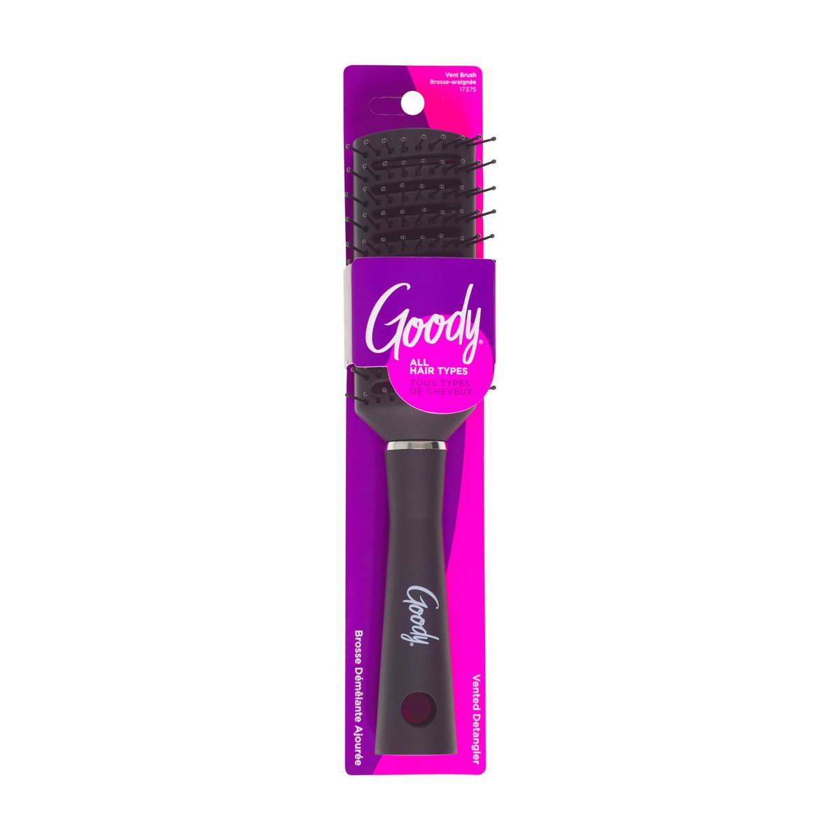Goody Detangle It Vented Hair Brush – Schwarz, schnell trocknender Entwirrer mit flexiblen Borsten für alle Haartypen