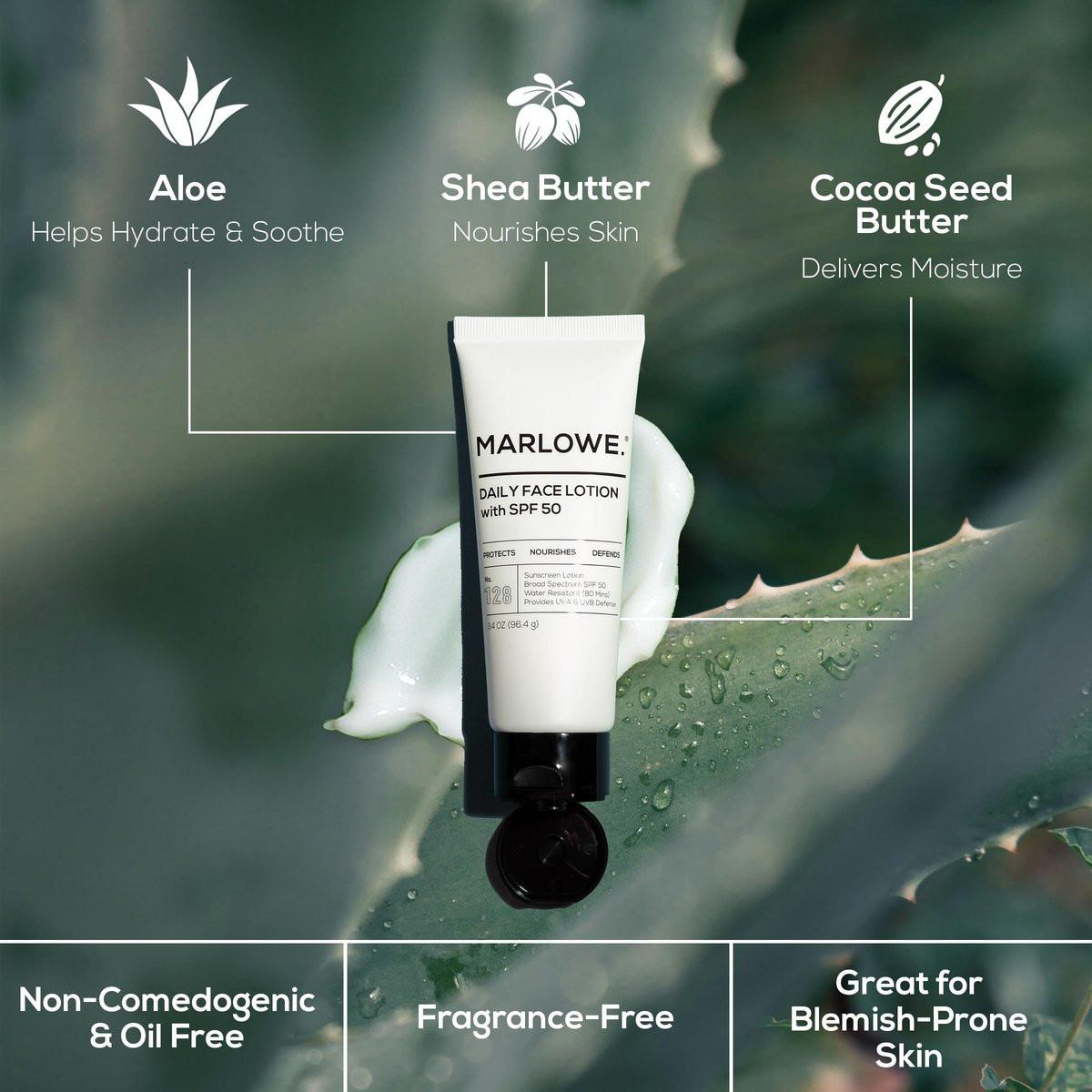 MARLOWE. Männer Hautpflegeset – Tägliche Essential Gesichtspflege mit Reiniger, Feuchtigkeitscreme, Augencreme & Tageslotion mit LSF 50 – Vegan