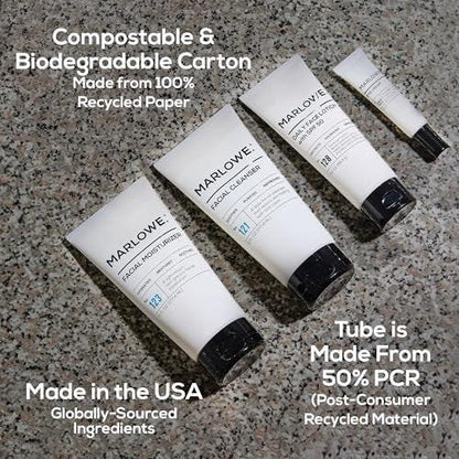 MARLOWE. Männer Hautpflegeset – Tägliche Essential Gesichtspflege mit Reiniger, Feuchtigkeitscreme, Augencreme & Tageslotion mit LSF 50 – Vegan