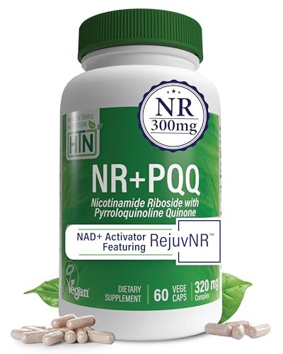 NAD+ Aktivator mit NR und PQQ | 300 mg Nicotinamid-Ribosid + 20 mg PQQ | Mitochondrien-Maximierer | Non-GMO | 60 Kapseln