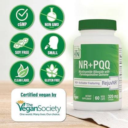NAD+ Aktivator mit NR und PQQ | 300 mg Nicotinamid-Ribosid + 20 mg PQQ | Mitochondrien-Maximierer | Non-GMO | 60 Kapseln