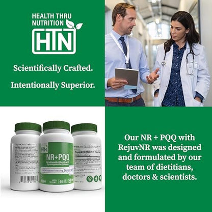 NAD+ Aktivator mit NR und PQQ | 300 mg Nicotinamid-Ribosid + 20 mg PQQ | Mitochondrien-Maximierer | Non-GMO | 60 Kapseln