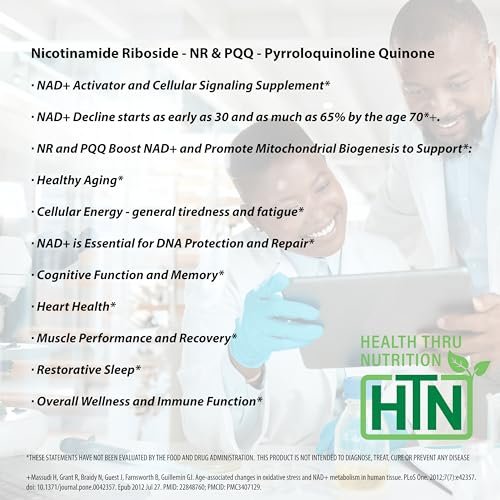 NAD+ Aktivator mit NR und PQQ | 300 mg Nicotinamid-Ribosid + 20 mg PQQ | Mitochondrien-Maximierer | Non-GMO | 60 Kapseln