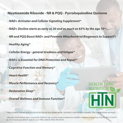NAD+ Aktivator mit NR und PQQ | 300 mg Nicotinamid-Ribosid + 20 mg PQQ | Mitochondrien-Maximierer | Non-GMO | 60 Kapseln