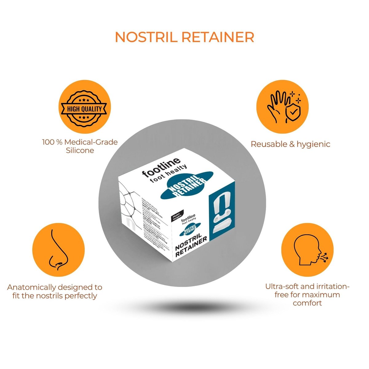 Nasenretainer für Rhinoplastik-Erholung | Nasenformer & Stützgerät aus 100% hochwertigem Silikon | Postoperative Nasenformung & Heilungshilfe (Größe 7)