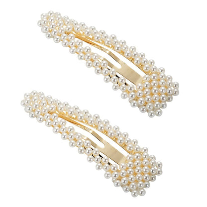 BlingKingdom 2er-Pack 8,4 cm Perlen-Haarklammern – Große Haarspangen für Brautjungfern, Mädchen, Frauen, Kinder – Geschenke für Party, Hochzeit, Alltag