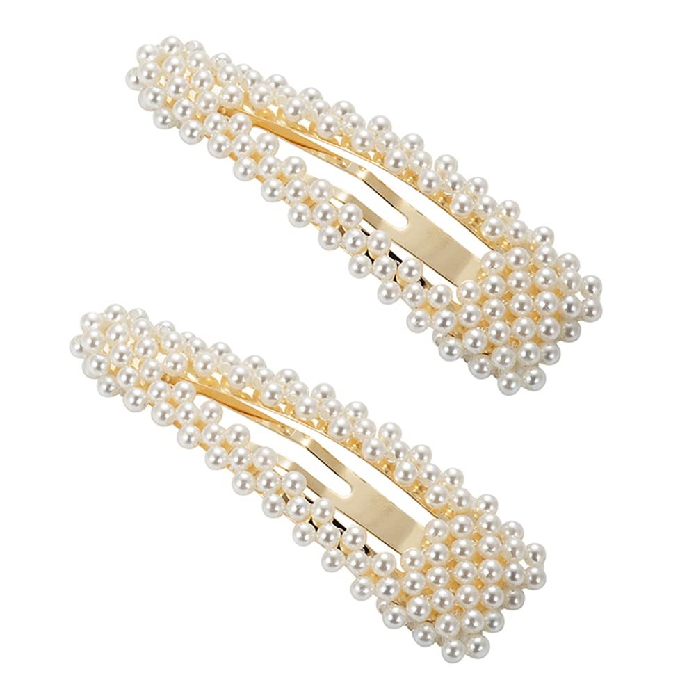 BlingKingdom 2er-Pack 8,4 cm Perlen-Haarklammern – Große Haarspangen für Brautjungfern, Mädchen, Frauen, Kinder – Geschenke für Party, Hochzeit, Alltag