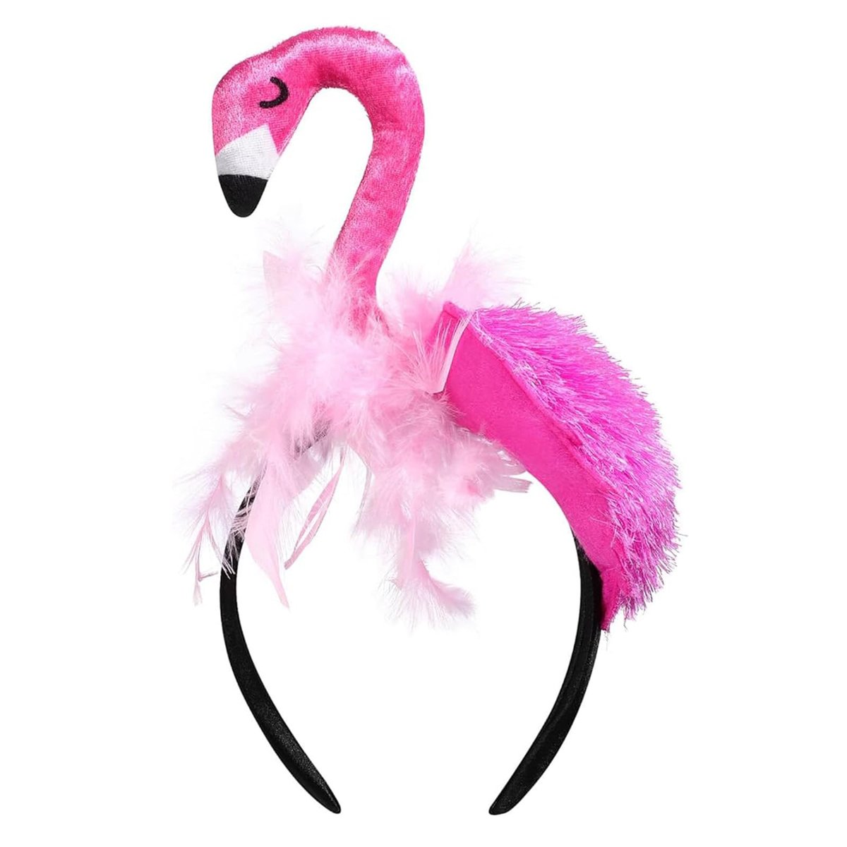 CARMELIT Kreatives Flamingo-Hut Hawaii Pink Flamingo-Stirnband Haar-Tropische Accessoires Flamingo-Partyzubehör Süßes Flamingo-Kostüm für Frauen, 27x15x10 cm