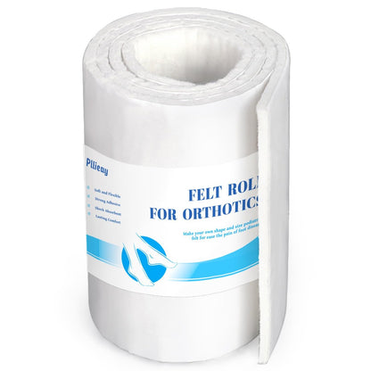 Pllieay Filzrollen mit Kleberücken, Orthopädische Filzrolle 1/4 Zoll dick 6 Zoll x 1,1 Yard, Qualitäts-Rayon-Mischung für Polsterung und Unterstützung bei Fußschmerzen