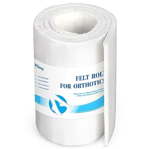 Pllieay Filzrollen mit Kleberücken, Orthopädische Filzrolle 1/4 Zoll dick 6 Zoll x 1,1 Yard, Qualitäts-Rayon-Mischung für Polsterung und Unterstützung bei Fußschmerzen