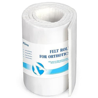 Pllieay Filzrollen mit Kleberücken, Orthopädische Filzrolle 1/4 Zoll dick 6 Zoll x 1,1 Yard, Qualitäts-Rayon-Mischung für Polsterung und Unterstützung bei Fußschmerzen