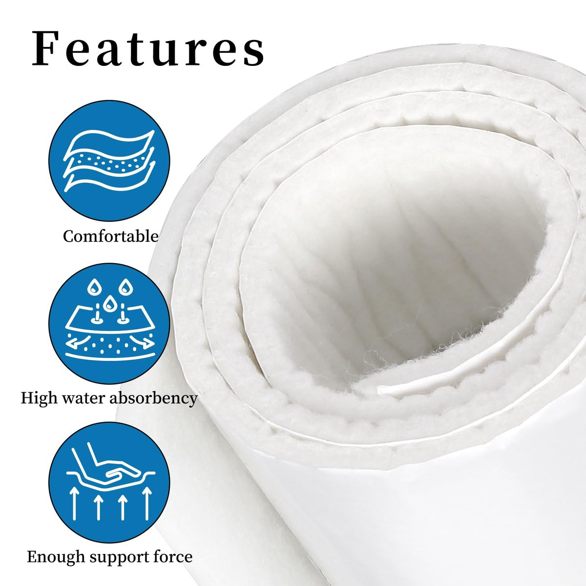 Pllieay Filzrollen mit Kleberücken, Orthopädische Filzrolle 1/4 Zoll dick 6 Zoll x 1,1 Yard, Qualitäts-Rayon-Mischung für Polsterung und Unterstützung bei Fußschmerzen