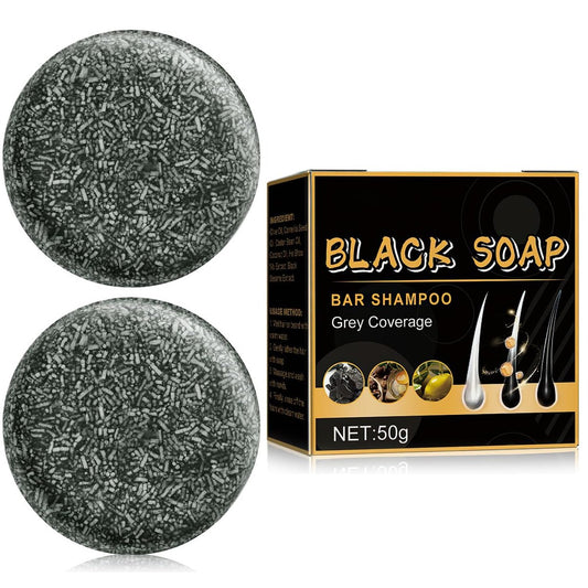 TPTAL Graue Haare Reverse Bar, Grau-Haar-Bar Seife, Natürliche Haarnachdunkelung Shampoo-Bar für Graue Haare, Grau- und Weißhaar Reverse Bar, Schnell Natürliche Schwarze Haare Shampoo-Bar Seife (2 Stück)