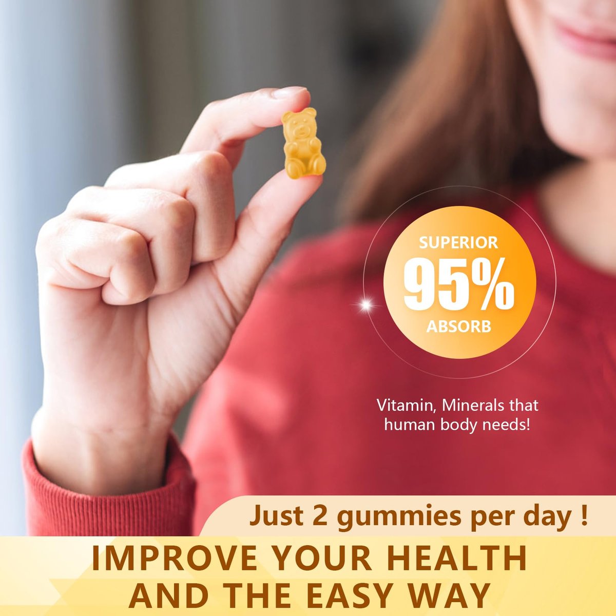 UPNEUTRI Calcium Magnesium Zink mit Vitamin D3 – Zuckerfreie Calcium Gummis für Frauen und Männer, hochabsorbierende Zink Gummis für Knochen-, Muskel- und Immununterstützung, veganer Mango-Geschmack, 60 Stück