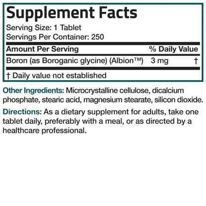 Bronson Boron 3 MG Chelated – Hoch bioverfügbares Spurenelement für starke Knochen, Non-GMO, 250 vegane Tabletten