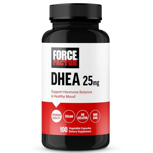 Force Factor DHEA 25mg – Hormonhaushalt & Stimmungsunterstützung für Frauen und Männer, vegan, nicht-GVO, 100 Kapseln