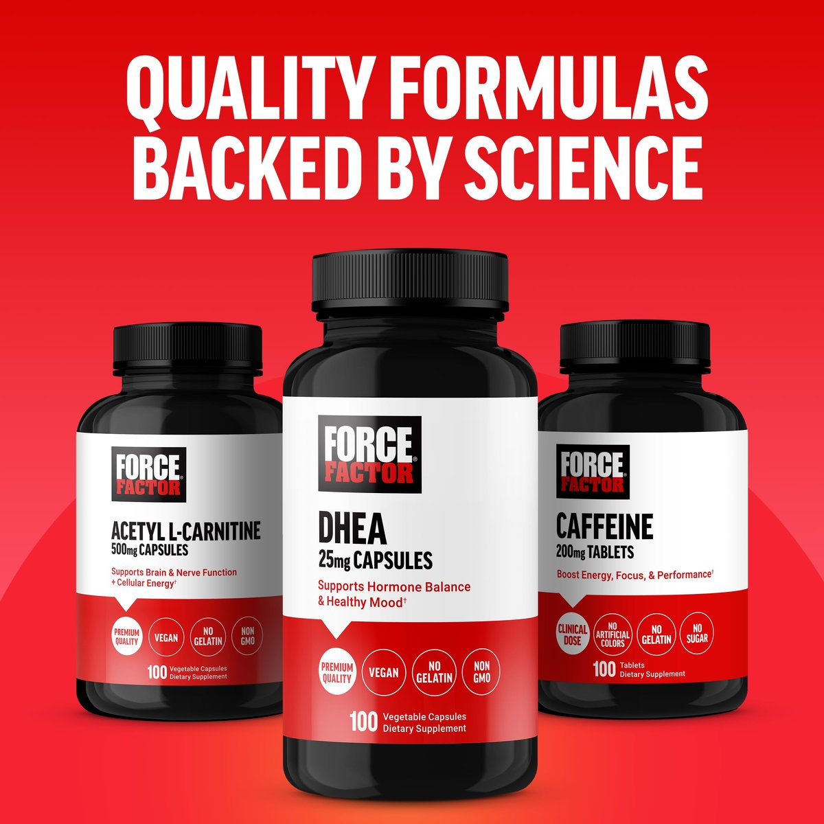 Force Factor DHEA 25mg – Hormonhaushalt & Stimmungsunterstützung für Frauen und Männer, vegan, nicht-GVO, 100 Kapseln