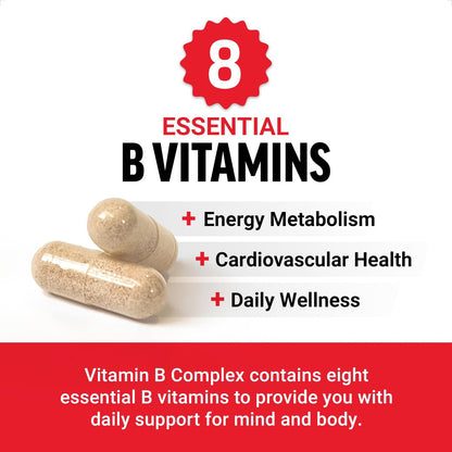 Force Factor Vitamin B Komplex – Für Energie, Vitalität und Herzgesundheit – mit Vitamin B1, B2, B3, B6, B12 und mehr – Vegan, Non-GMO – 60 Kapseln