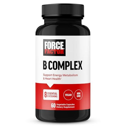 Force Factor Vitamin B Komplex – Für Energie, Vitalität und Herzgesundheit – mit Vitamin B1, B2, B3, B6, B12 und mehr – Vegan, Non-GMO – 60 Kapseln