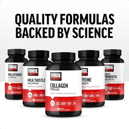 Force Factor Vitamin B Komplex – Für Energie, Vitalität und Herzgesundheit – mit Vitamin B1, B2, B3, B6, B12 und mehr – Vegan, Non-GMO – 60 Kapseln