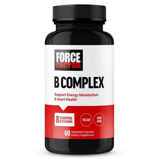 Force Factor Vitamin B Komplex – Für Energie, Vitalität und Herzgesundheit – mit Vitamin B1, B2, B3, B6, B12 und mehr – Vegan, Non-GMO – 60 Kapseln