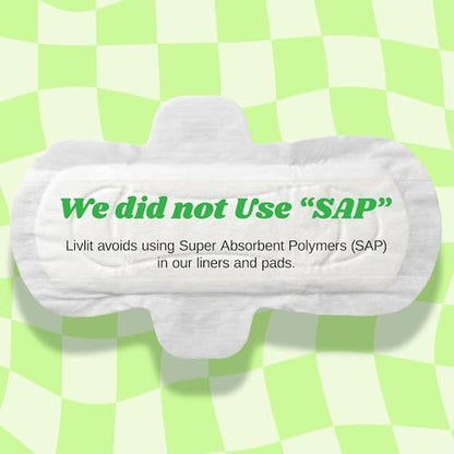 Livlit Normalgroße ultradünne Damenbinden, 100 % Bio-Baumwolle aus Texas, starker Auslaufschutz, unparfümiert, chlorfrei, saugfähig für die Menstruation, Damenbinden (36 Stück)