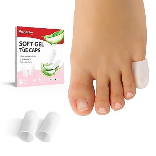 Gel Pinky Zehenhülsen Zehenschützer - Bukihome 8er Pack Silikon Zehenkappen mit Aloe Vera Extrakt - Zehenschutzpolster für Damen & Herren - Schützt Hühneraugen, Blasen