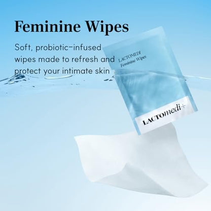 LACTOMEDI Feminine Wipes – Unparfümierte, pH-hautneutrale Feuchttücher für empfindliche Haut – einzeln verpackt & spülbar – 1 Box mit 15 Tüchern