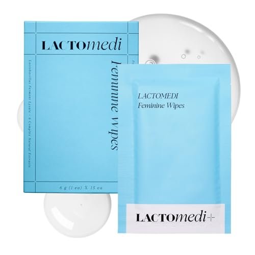 LACTOMEDI Feminine Wipes – Unparfümierte, pH-hautneutrale Feuchttücher für empfindliche Haut – einzeln verpackt & spülbar – 1 Box mit 15 Tüchern