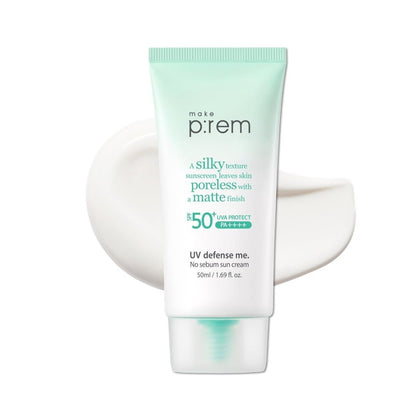 MAKE P:REM UV Defence me. No Sebum Sunscreen SPF 50+ PA++++ – Mattierender Sonnenschutz für fettige Haut, 50 ml