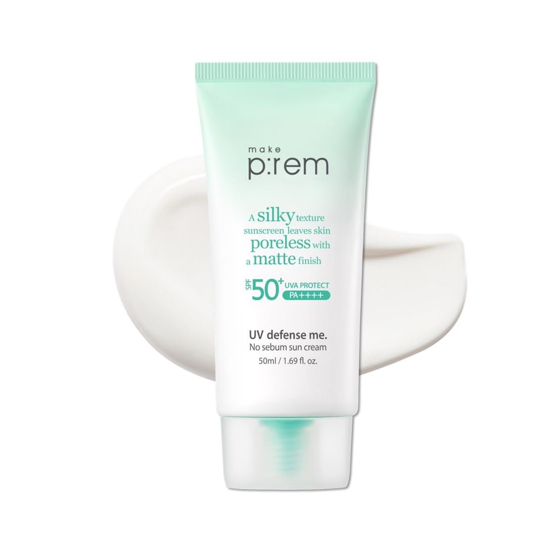 MAKE P:REM UV Defence me. No Sebum Sunscreen SPF 50+ PA++++ – Mattierender Sonnenschutz für fettige Haut, 50 ml