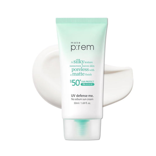MAKE P:REM UV Defence me. No Sebum Sunscreen SPF 50+ PA++++ – Mattierender Sonnenschutz für fettige Haut, 50 ml