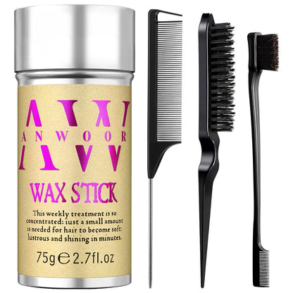 AnWoor 4er Set Edge Brush Slick Back Haarbürste, Haarpflege-Wachsstift für fliegende Haare, Rattenschwanzkämme zum Flechten, Teasing-Bürste für flauschiges Haar