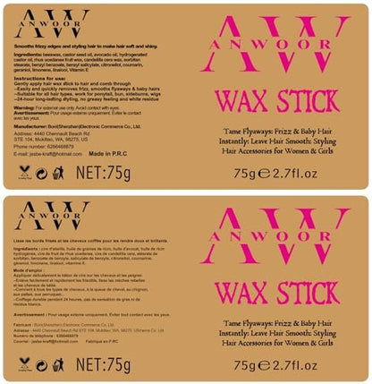 AnWoor 4er Set Edge Brush Slick Back Haarbürste, Haarpflege-Wachsstift für fliegende Haare, Rattenschwanzkämme zum Flechten, Teasing-Bürste für flauschiges Haar