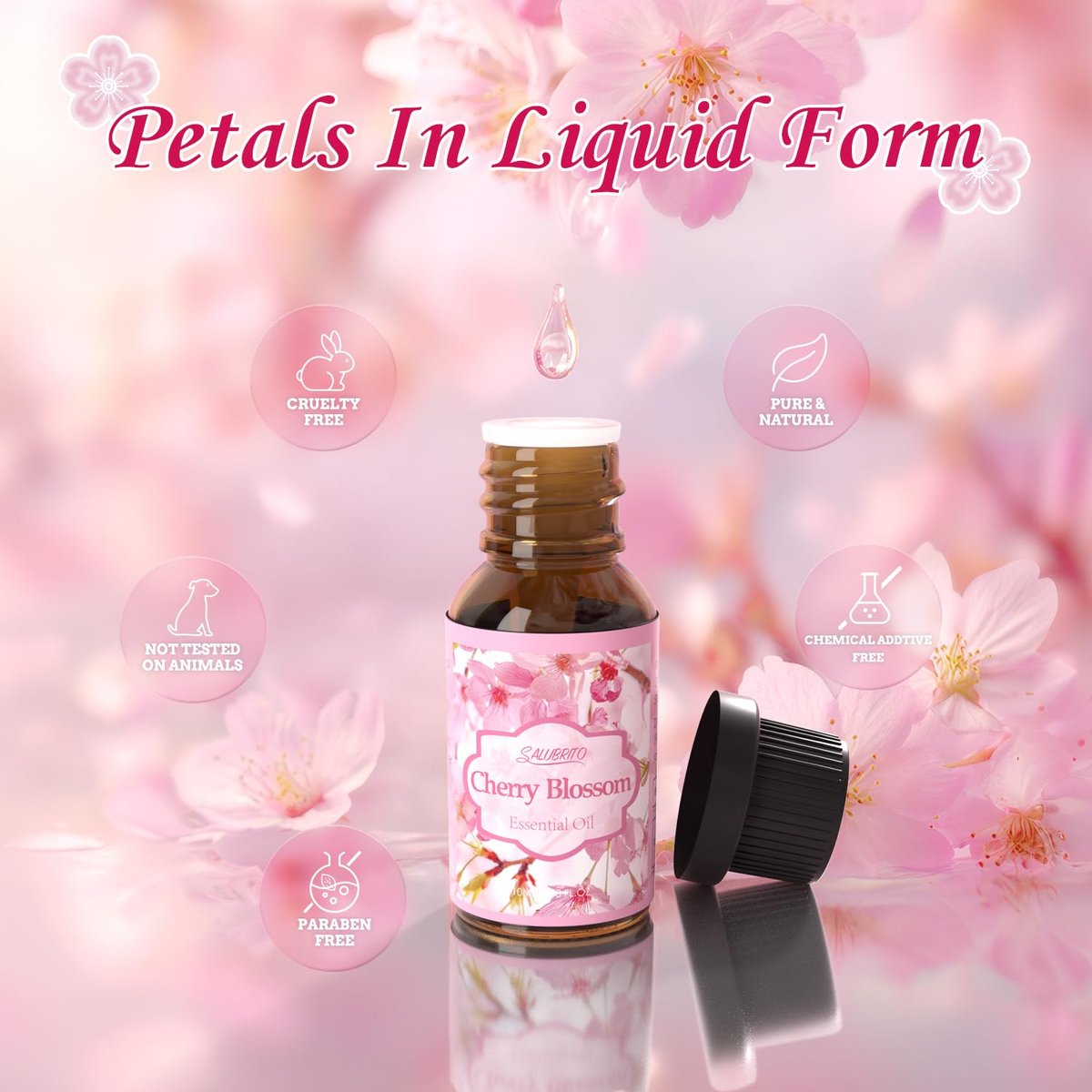 SALUBRITO Blumendüfte Set – 6x10ml Aromatherapie Öle für Diffuser & Kerzenherstellung: Jasmin, Lavendel, Rose, Gardenie, Kirschblüte, Geißblatt