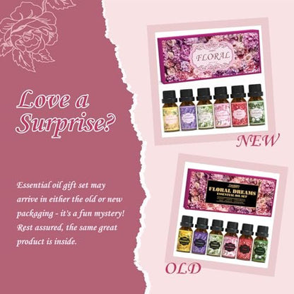 SALUBRITO Blumendüfte Set – 6x10ml Aromatherapie Öle für Diffuser & Kerzenherstellung: Jasmin, Lavendel, Rose, Gardenie, Kirschblüte, Geißblatt