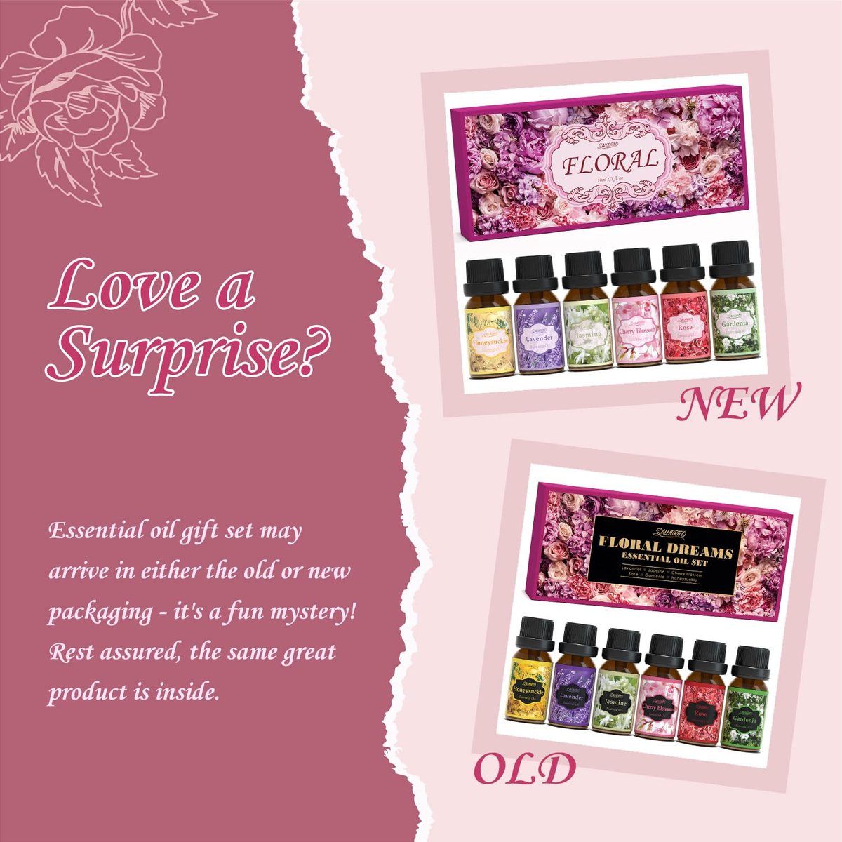 SALUBRITO Blumendüfte Set – 6x10ml Aromatherapie Öle für Diffuser & Kerzenherstellung: Jasmin, Lavendel, Rose, Gardenie, Kirschblüte, Geißblatt